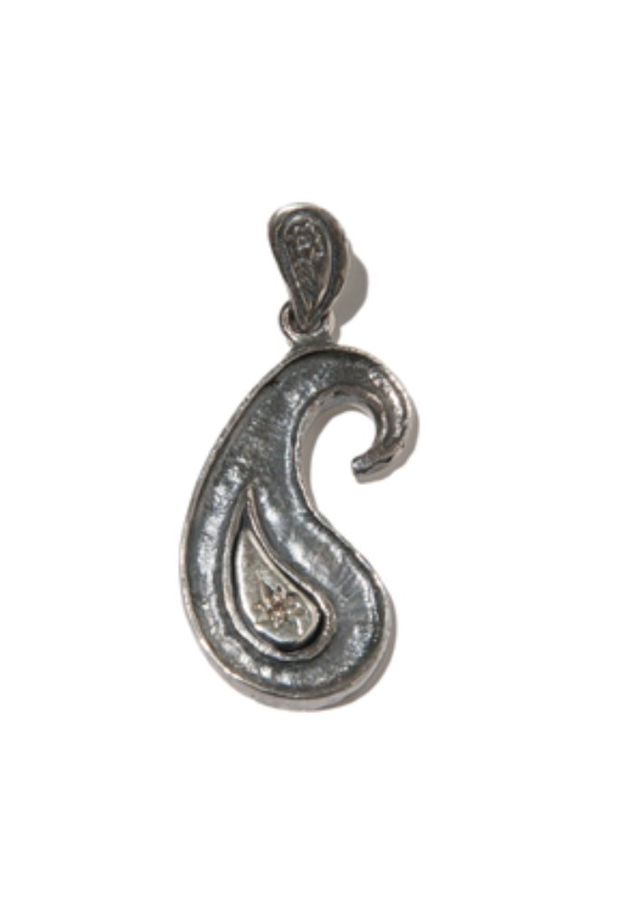 KRUCHI크루치 Paisley Texture necklace (Silver,Diamond)