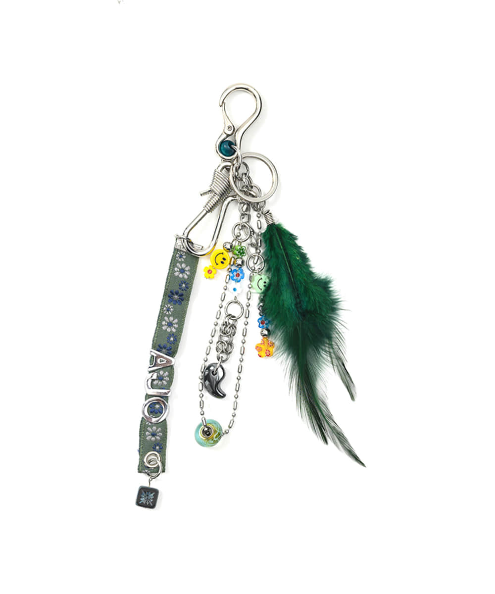 AJO BY AJO아조바이아조 Feather Key Ring [Green]