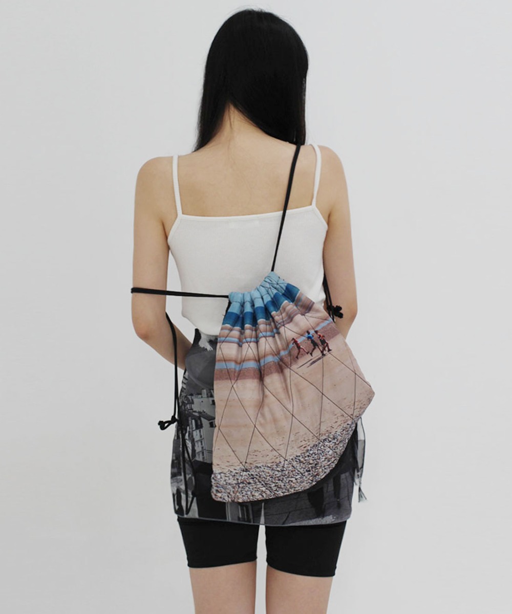 you like home유라이크홈 배색 프린트 패디드 백 Print padded string bag