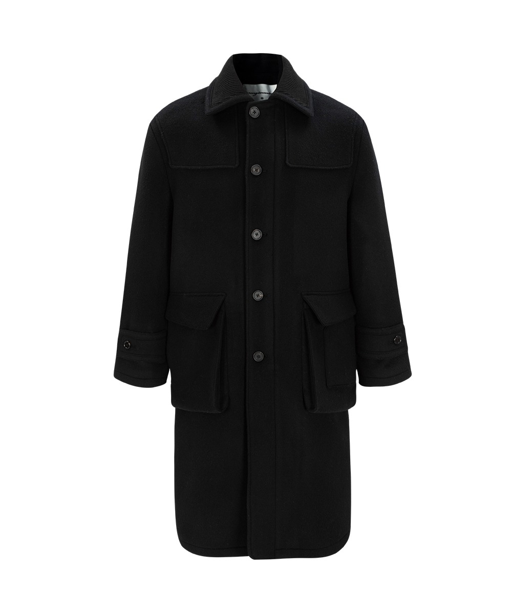 UNGIMMICK언지미크 Wool Patch Single Breasted Coat - Black