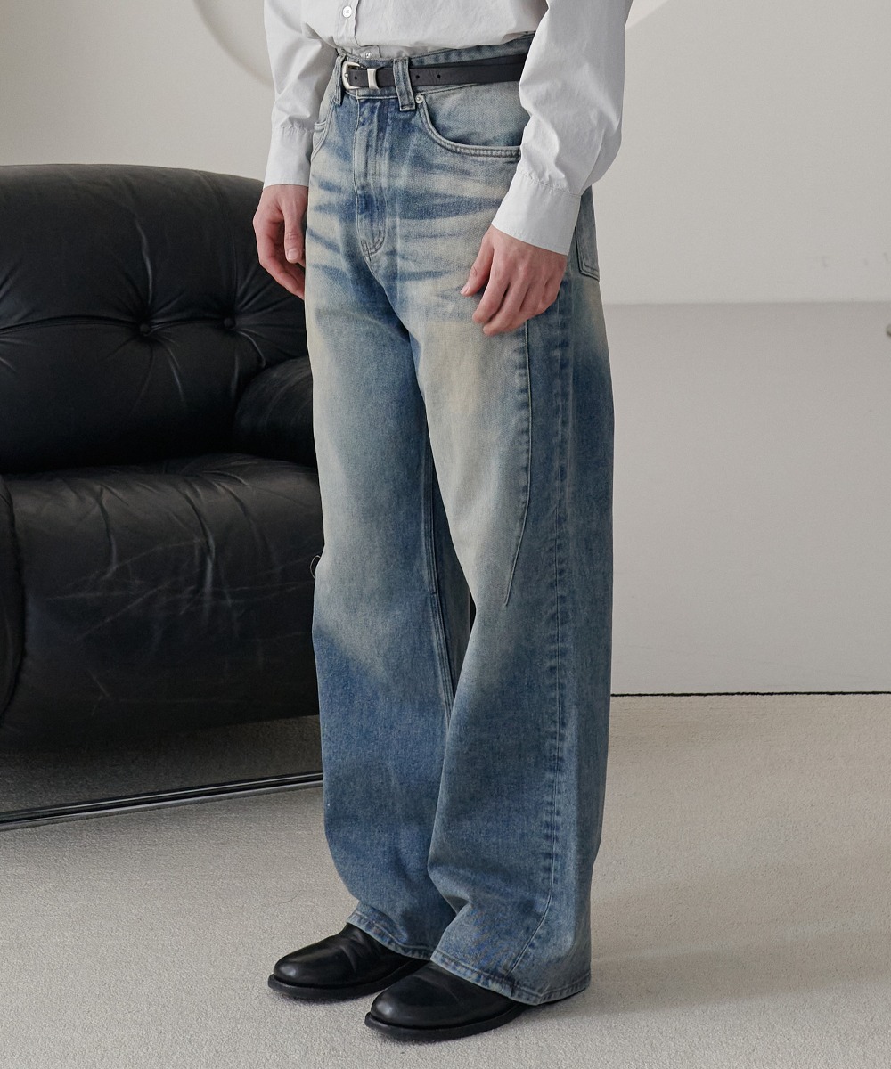 NOUN노운 flare fit denim pants (vintage blue)