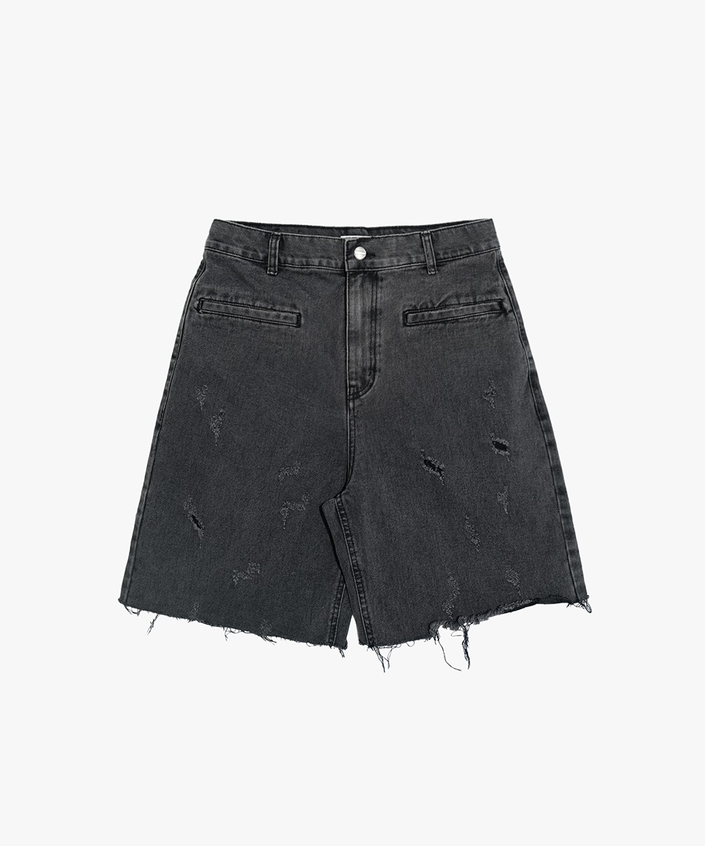 EERST이어스트 W-Damaged Denim Shorts [Charcoal]