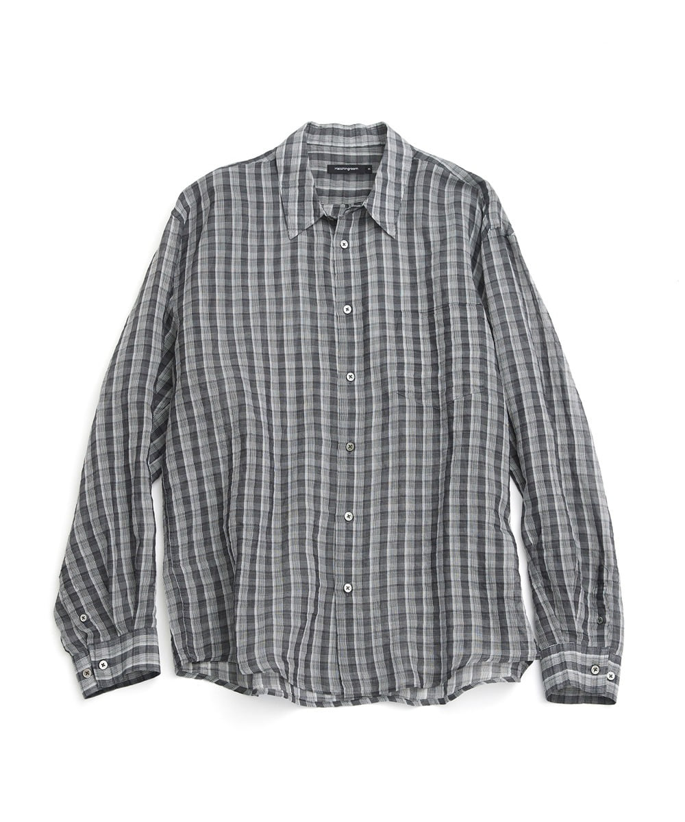 Hatchingroom해칭룸 Classic Shirt Silk Seersucker Stripe/Check Grey