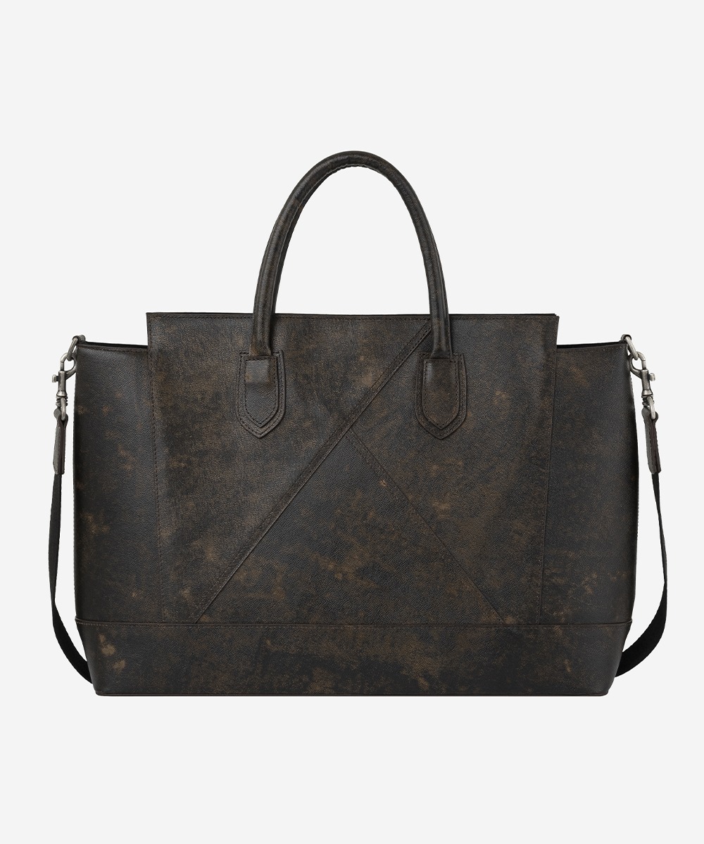 WAVINESS웨이비니스 WAVINESS - Signature Line Leather Big Tote Bag - Antique Brown