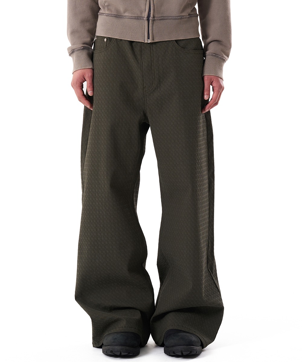 AAKAM아캄 [4.3 예약배송]Textured Cotton Pants (Khaki)