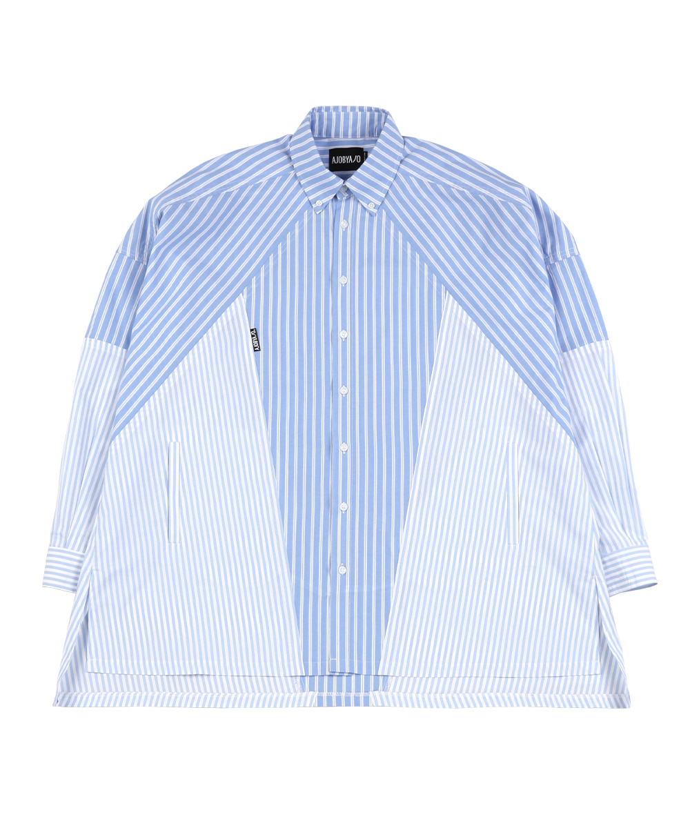 AJO BY AJO아조바이아조 Cross Mixed stripe Shirt [Blue]