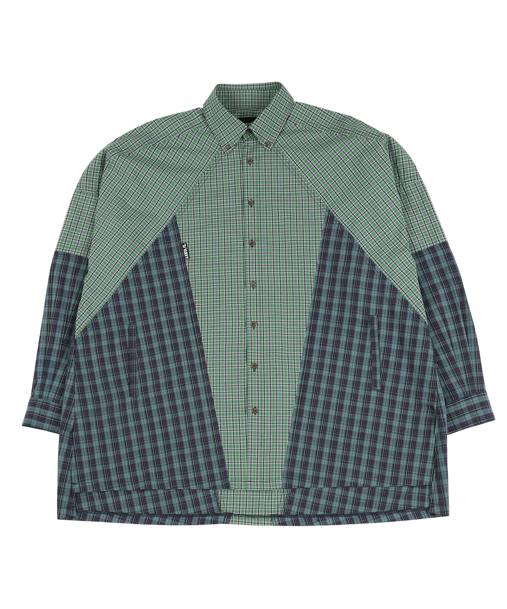 AJO BY AJO아조바이아조 Cross Mixed check Shirt [Green]