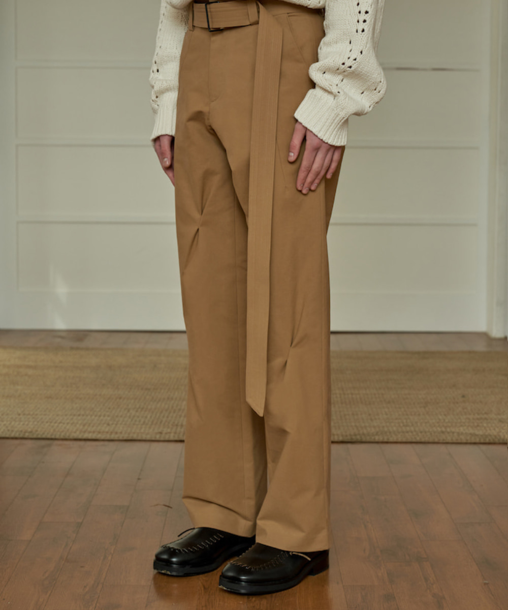 SATURDAY OF US에스티유 Belted Pants Camel