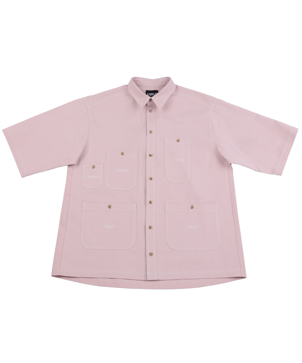 AJO BY AJO아조바이아조 Oversized Purposeful Pockets Shirt [Pink]