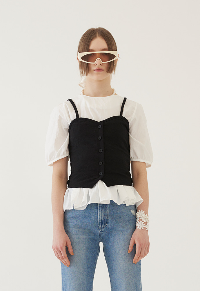 TMO BY 13MONTH티엠오 바이 써틴먼스 BUTTONED BUSTIER (BLACK)