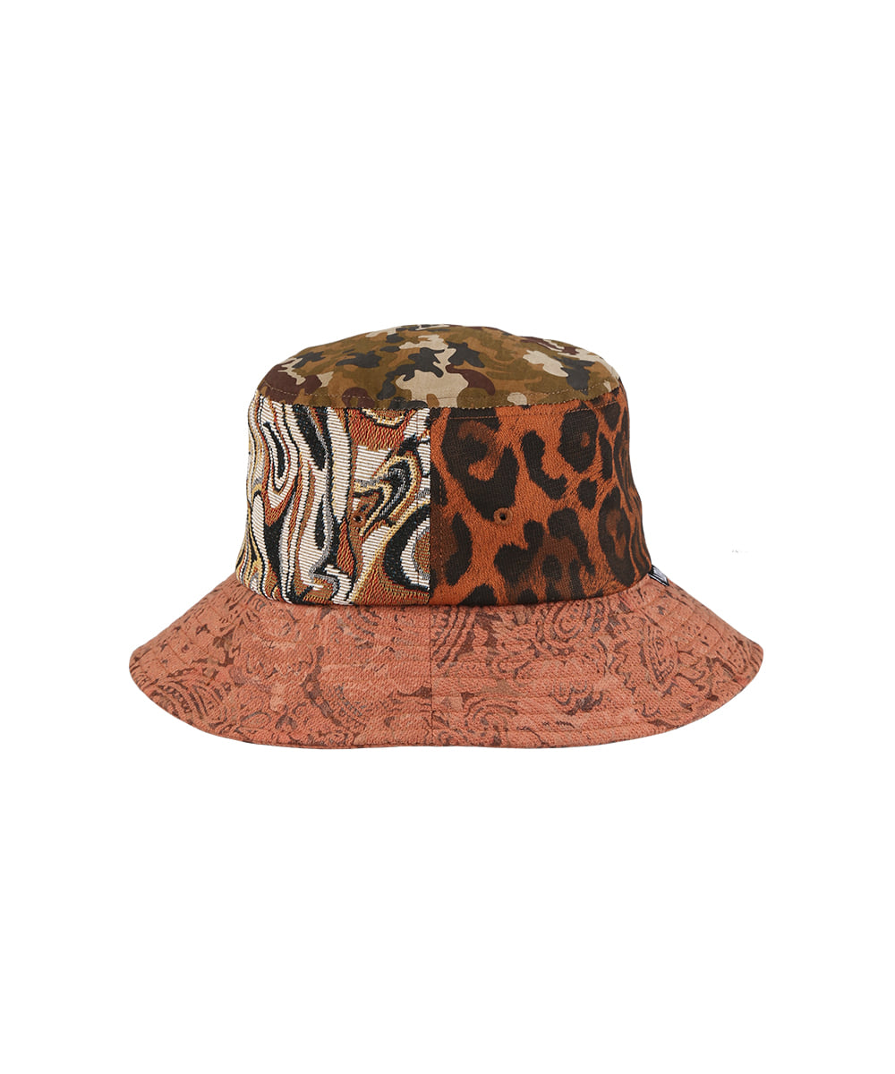 AJO BY AJO아조바이아조 Pattern Mixed Bucket Hat [Orange]