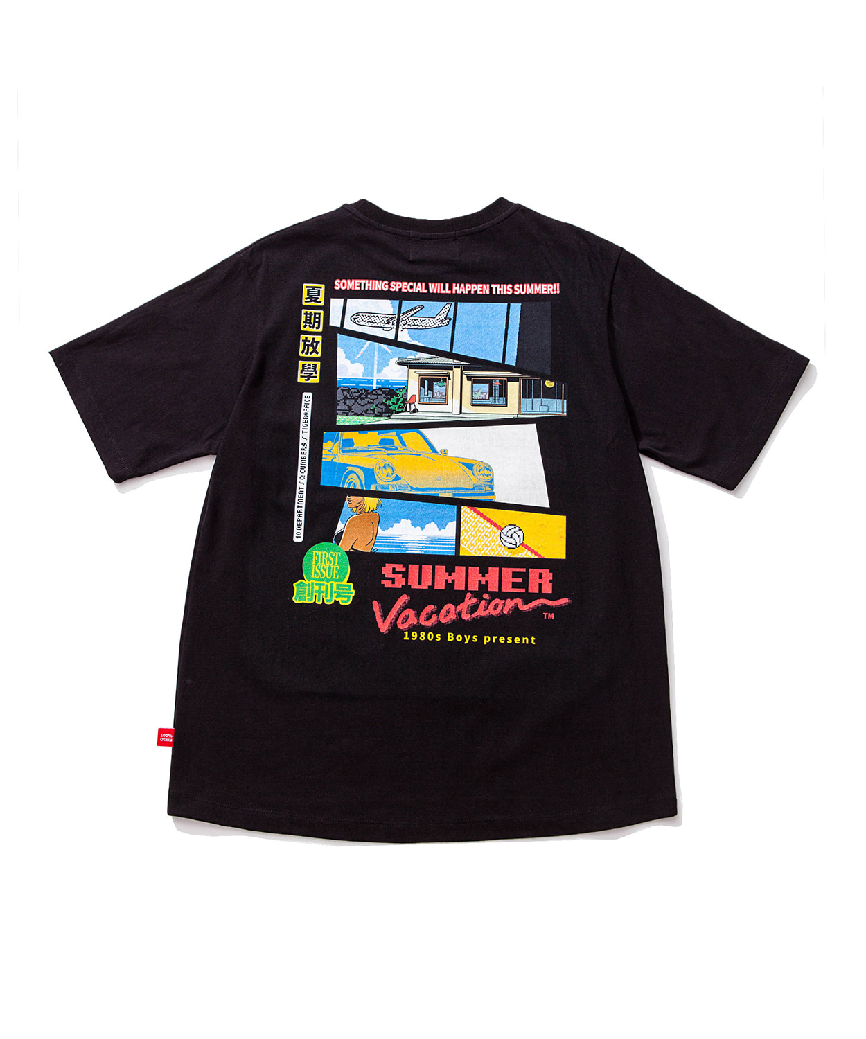 Q CUMBERS큐컴버스 [80YS] Summer Vacation_6(여름방학) 티셔츠 - 블랙