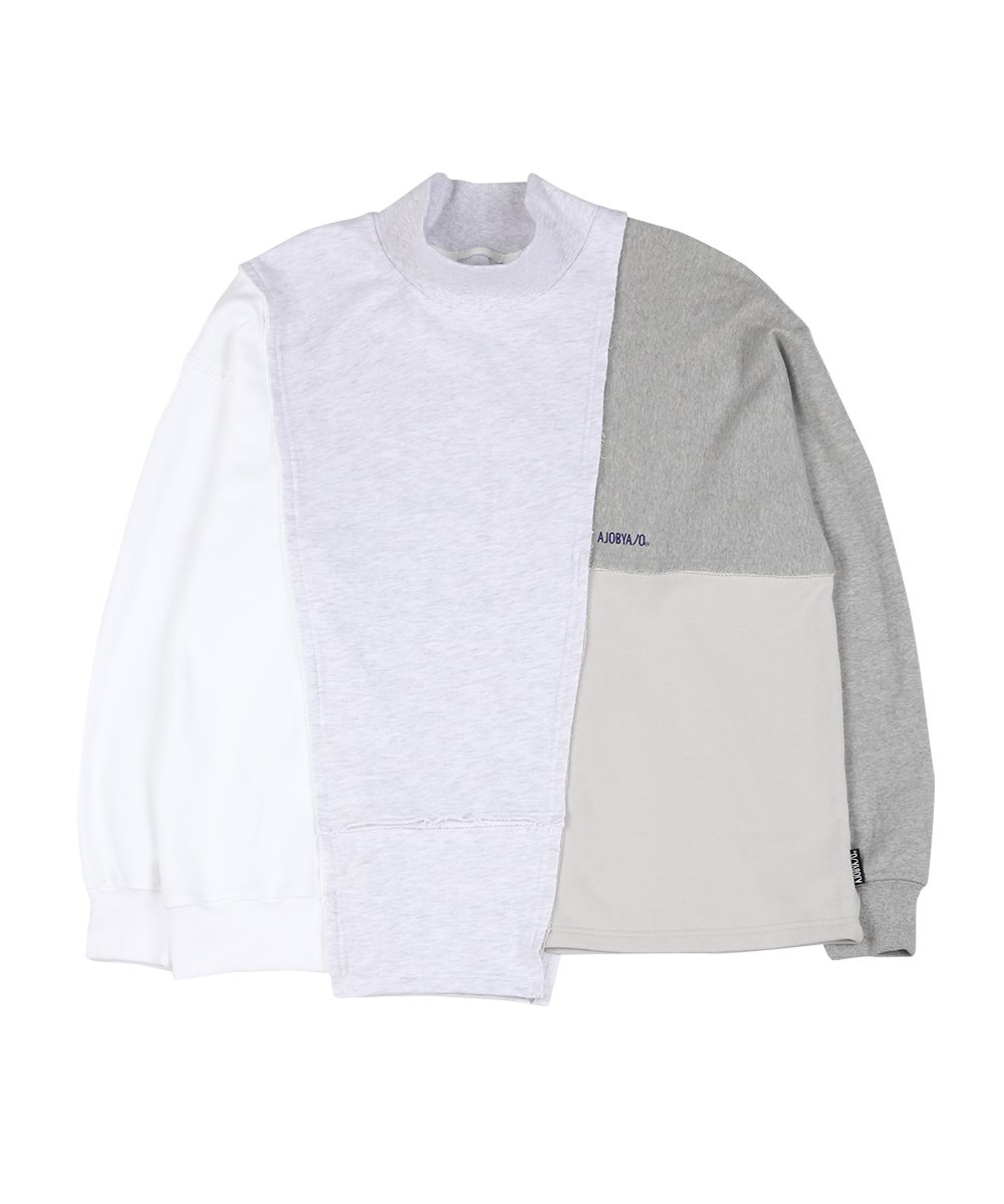 AJO BY AJO아조바이아조 High-neck Mixed Sweatshirt [Light Grey]