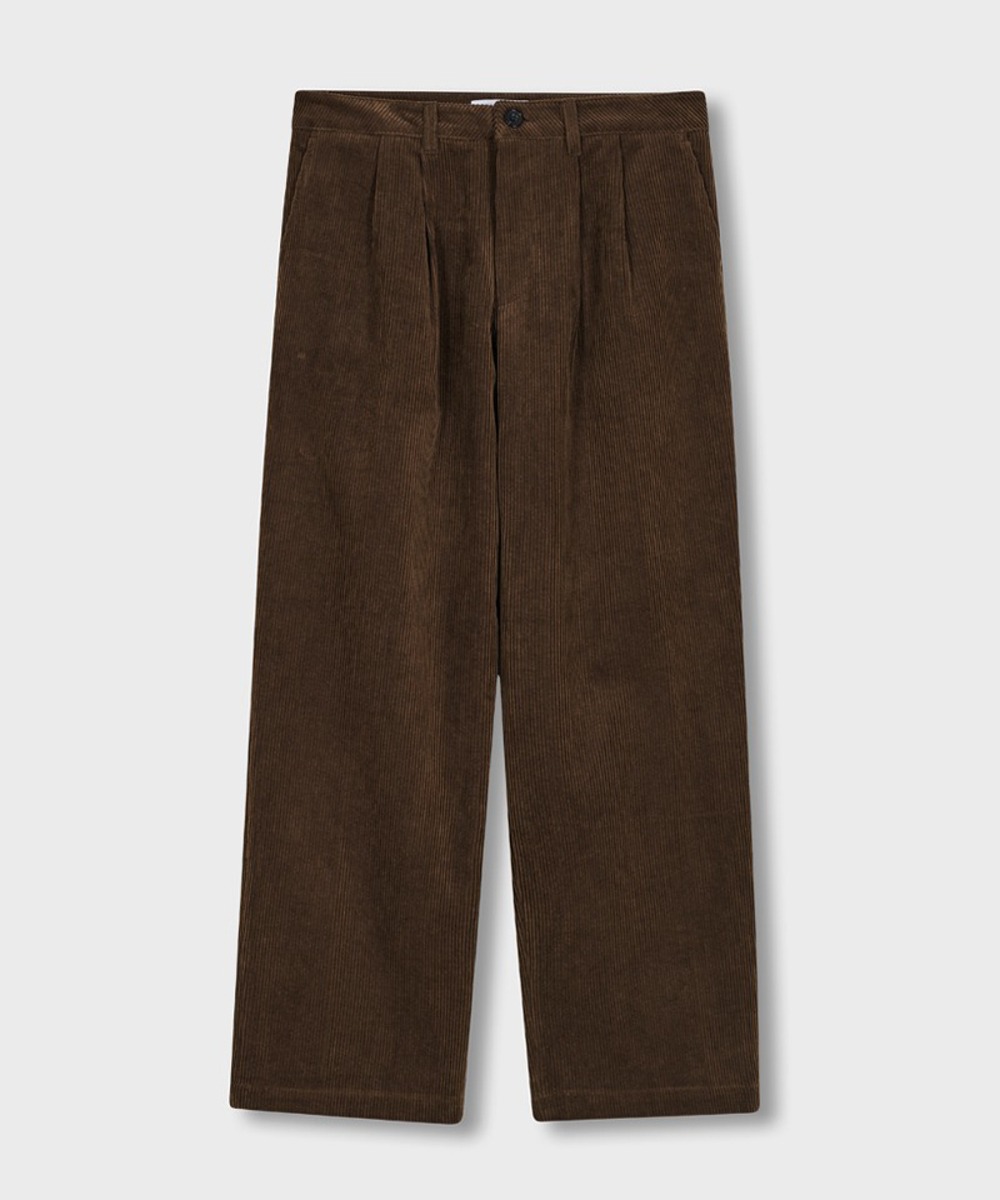 OURSCOPE아워스코프 Two Tuck Corduroy Pants (Brown)