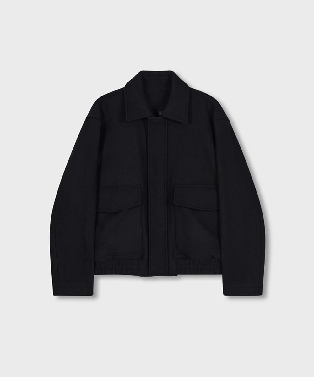 OURSCOPE아워스코프 [2nd Restock] Zip-up Wool Bellows Jacket (Black) [12/28 예약배송]