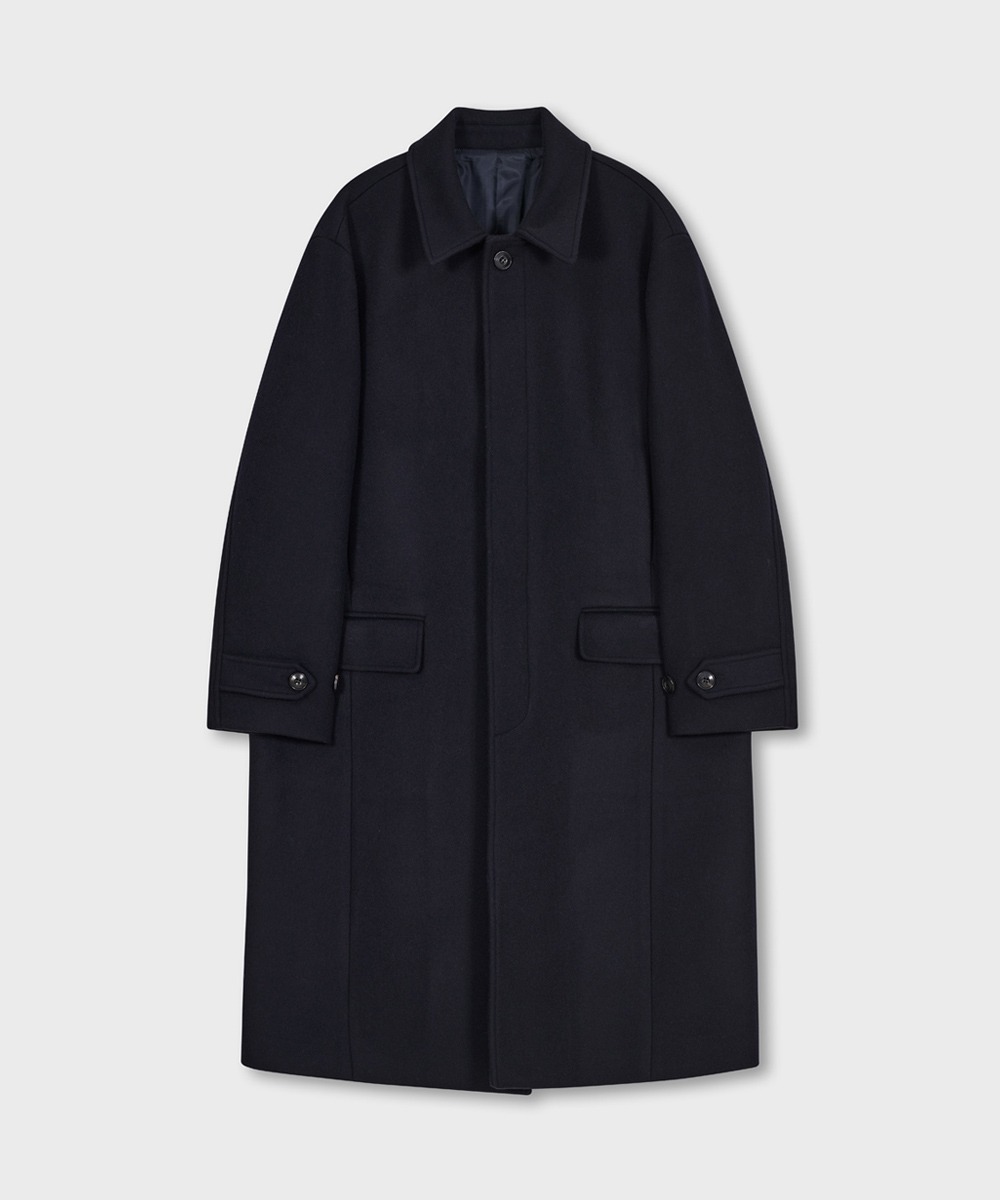 OURSCOPE아워스코프 Cashmere Blended Mac Coat (Deep Navy)