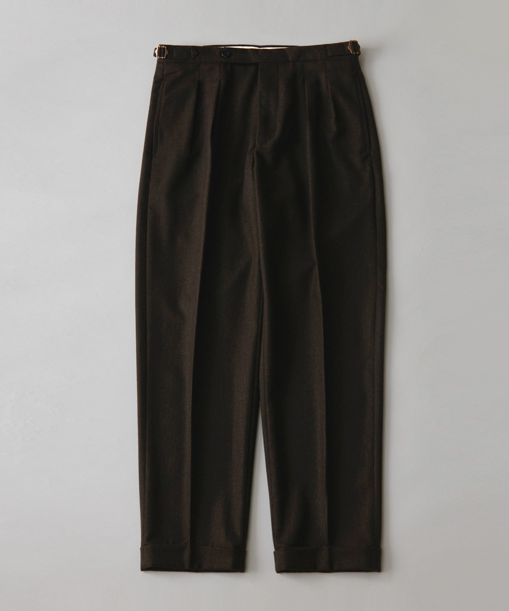 PERENN퍼렌 21'AW 2pleats cropped trousers_melange brown