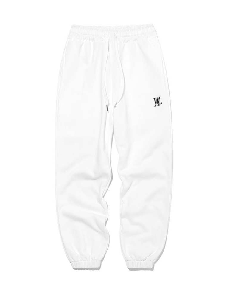 WOOALONG우알롱 (기모)Signature jogger pants - WHITE