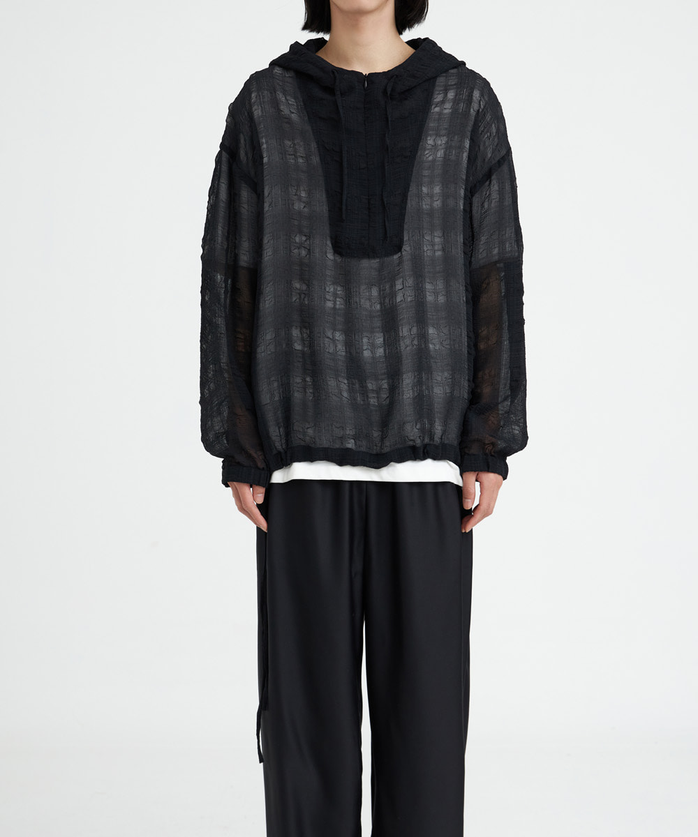 YOUTH유스 SS22 Woven Hooded Jumper Black Check