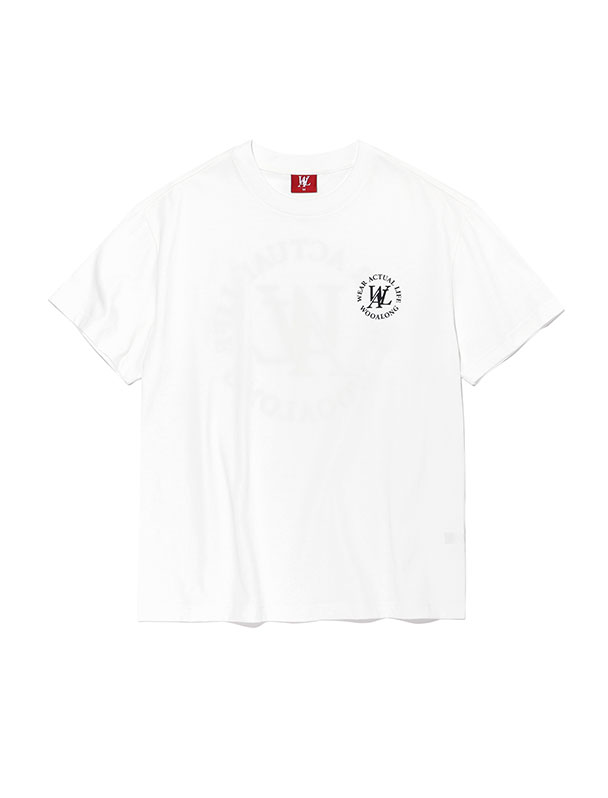 WOOALONG우알롱 Short flor logo T-shirt - WHITE