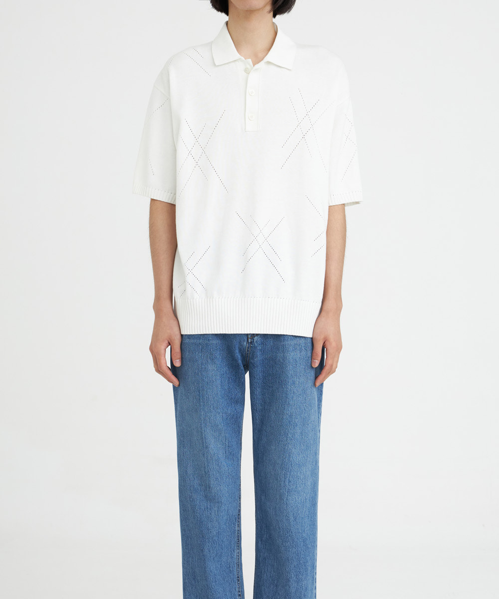 YOUTH유스 Knit Collar Half T-shirt White
