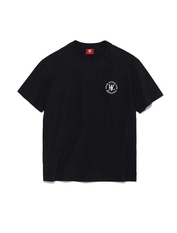 WOOALONG우알롱 Short Flor logo T-shirt - BLACK