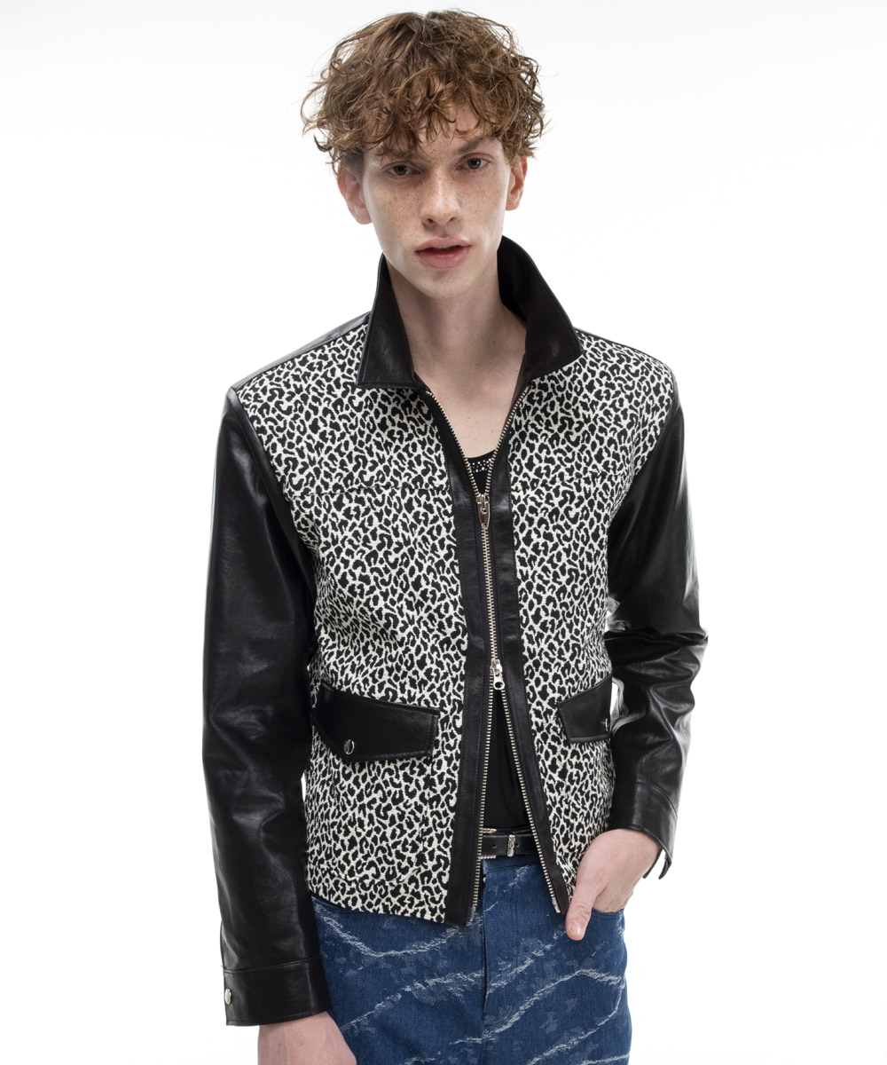 THE GREATEST더그레이티스트 Vegan Leather Jacket Leopard