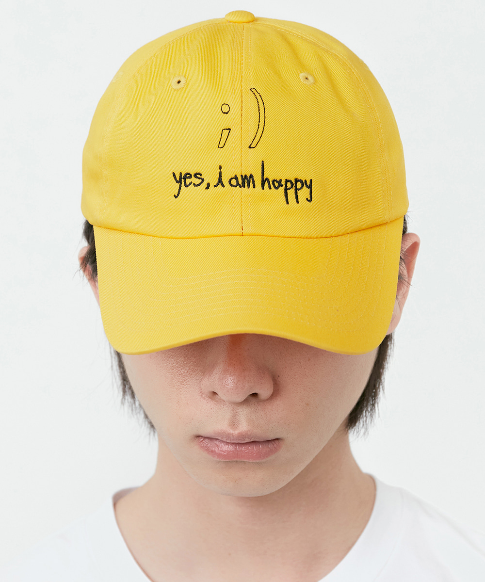 TYPING MISTAKE타이핑 미스테이크 YES, I’M HAPPY EMBROIDERY BALL CAP YELLOW