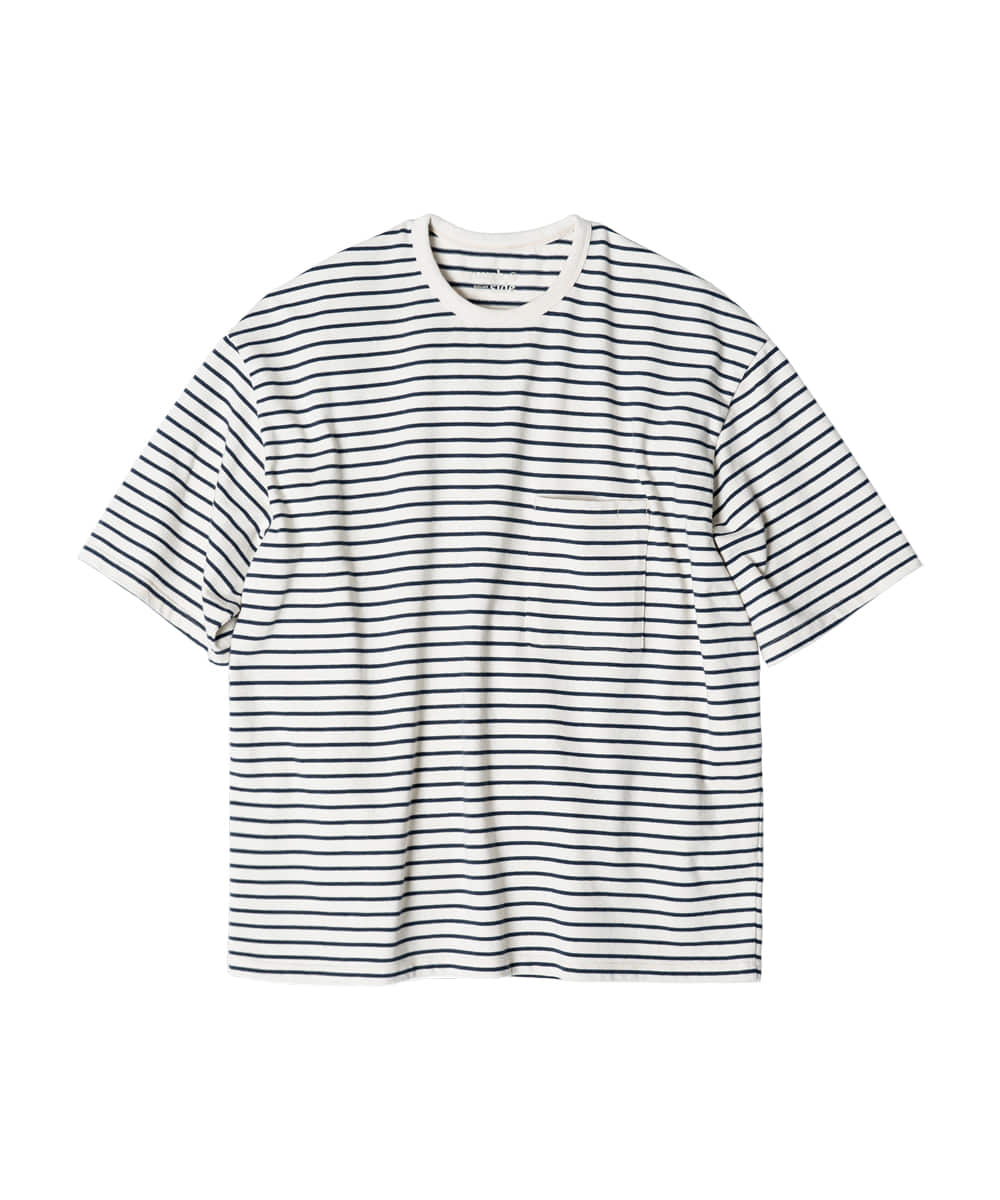 rough side러프사이드 107. Stripe 1/2 T-Shirt Reverse Navy