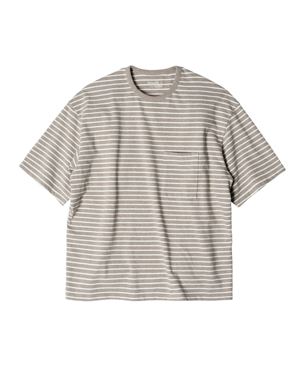 rough side러프사이드 107. Stripe 1/2 T-Shirt Taupe