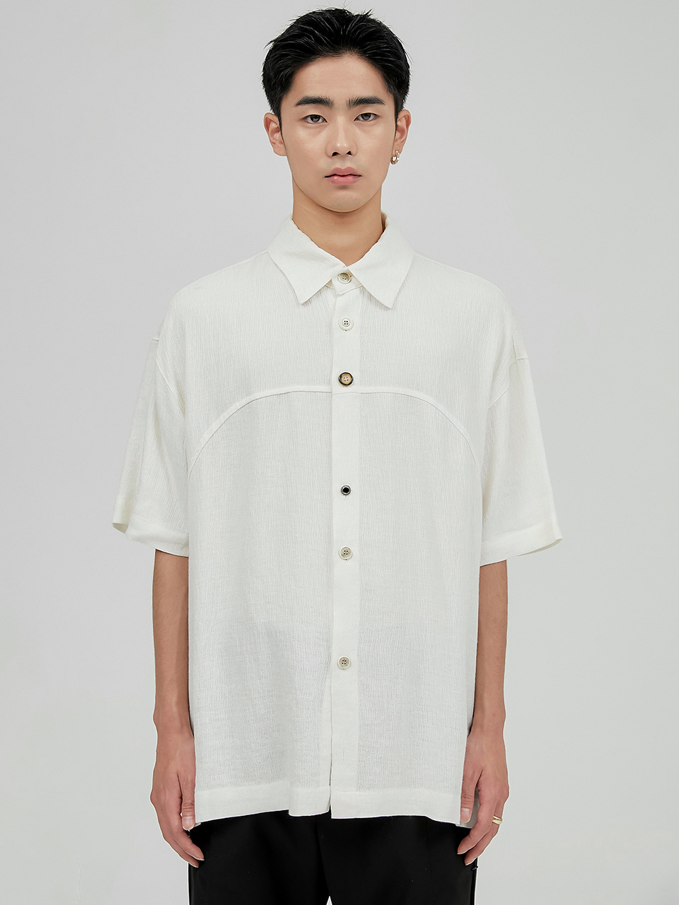 FLARE UP플레어업 E21 Western Short-sleeved Linen Shirt - Off White (FU-195)