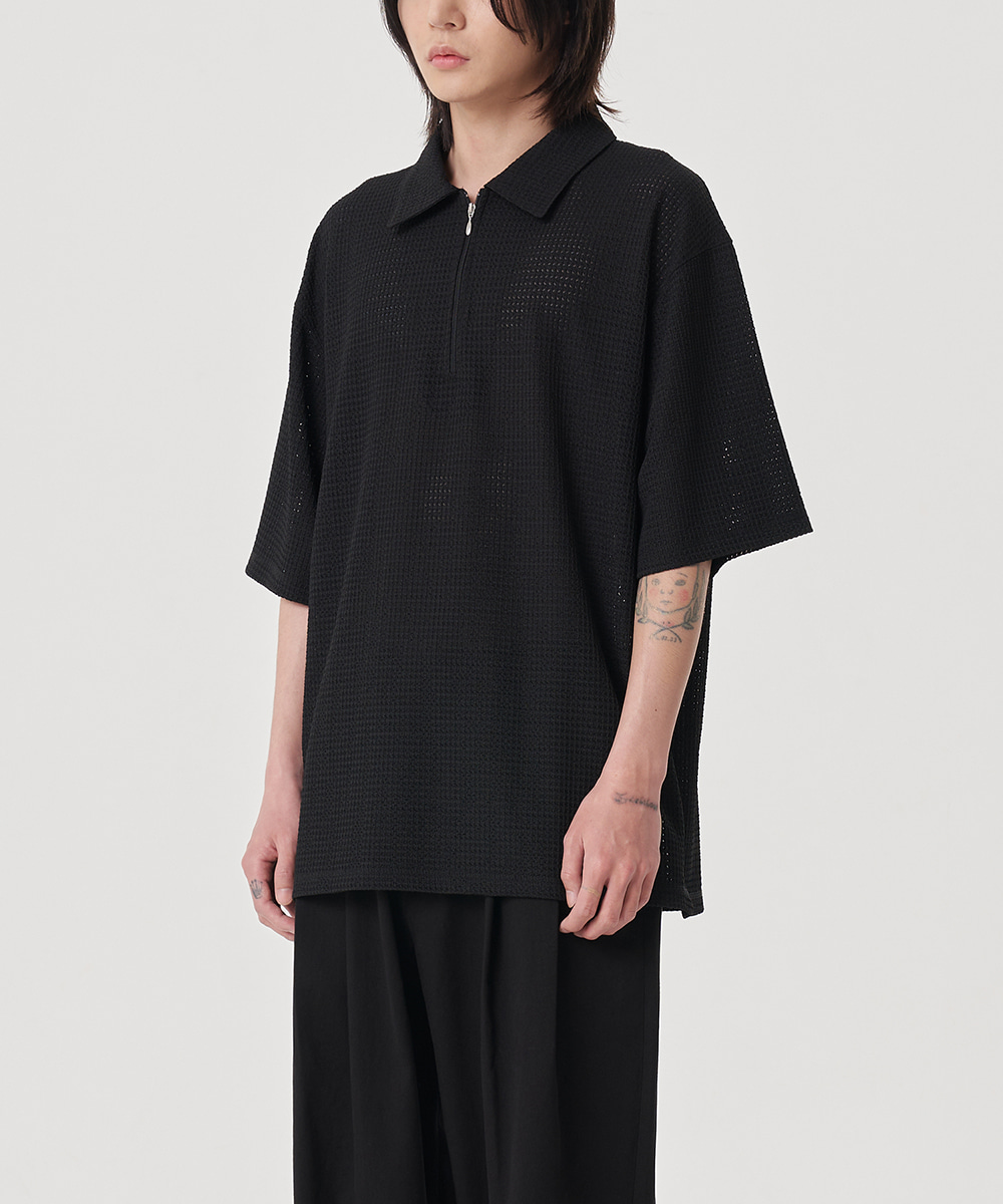 NOUN노운 half zip up shirt (black)