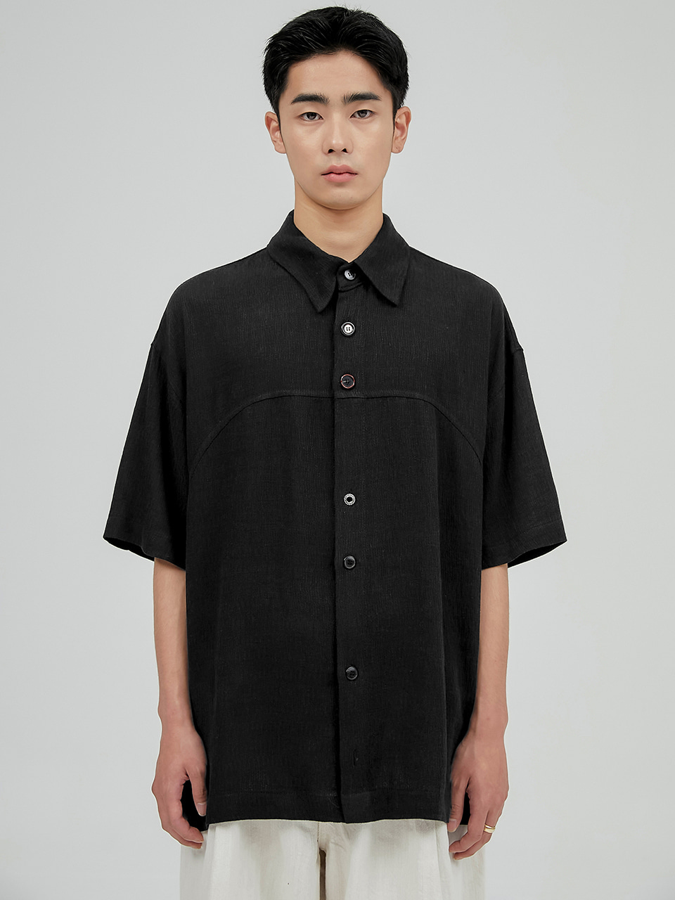 FLARE UP플레어업 E21 Western Short-sleeved Linen Shirt - Black (FU-195)