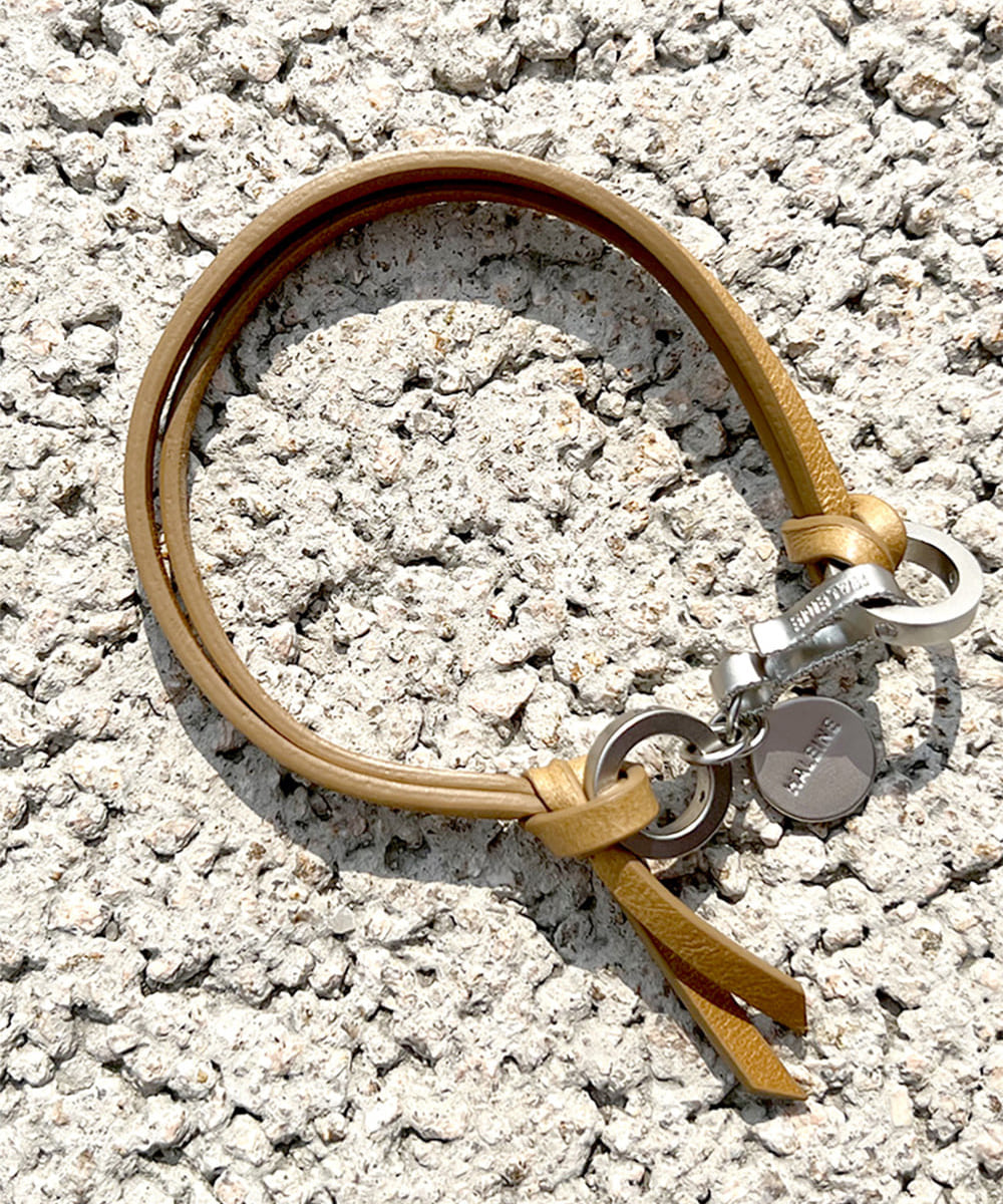 Haleine알렌느 TANBEIGE leather metal mix bracelet(PA023)
