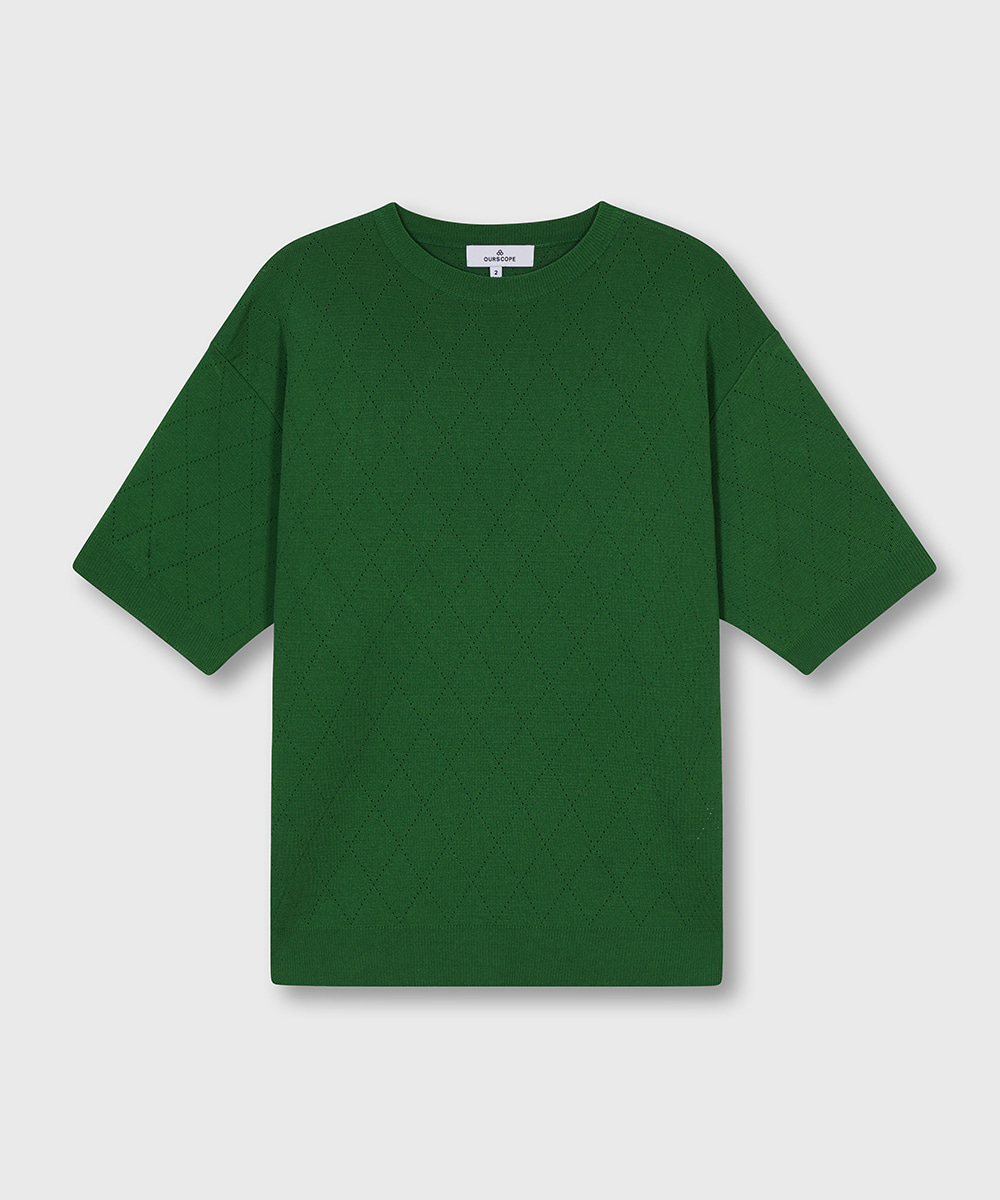 OURSCOPE아워스코프 Lozenge Round Half Knit (Green)