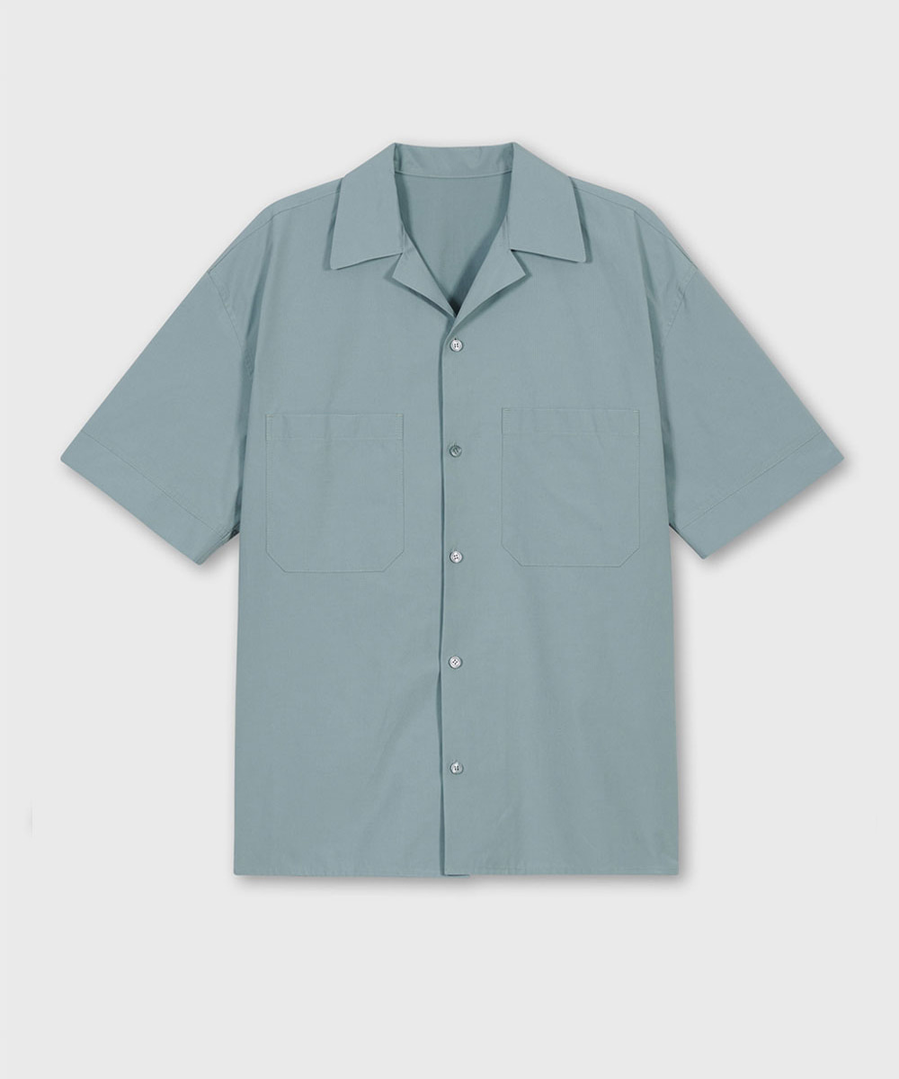 OURSCOPE아워스코프 Open Collar Shirts (Ash Mint)