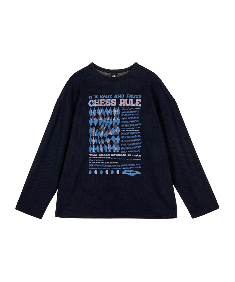 ADDOFF애드오프 CHESS RULE KNIT SLEEVE NAVY