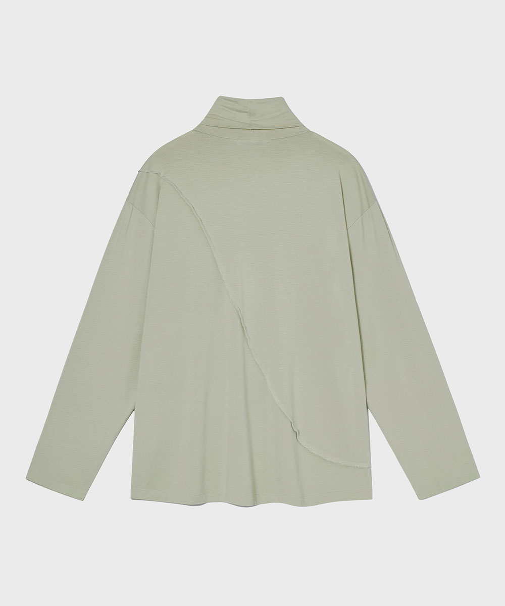 OURSCOPE아워스코프 Diagonal High Neck Pullover (Mist Mint)