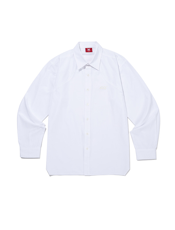 WOOALONG우알롱 Claw semi loose fit split shirt - WHITE