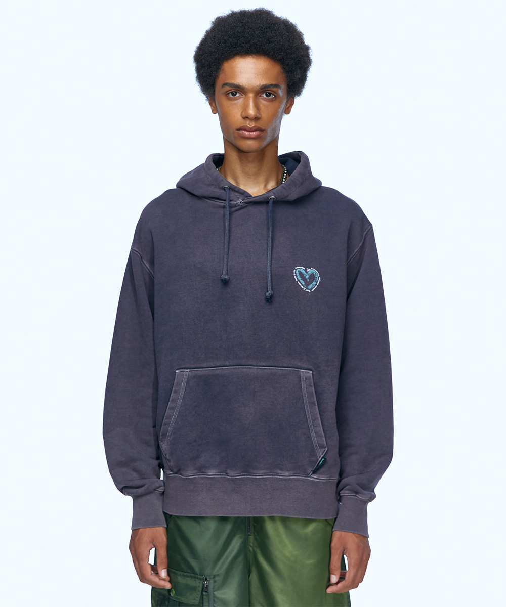 Andersson Bell앤더슨벨 UNISEX HEART FLOWER OVERDYED HOODIE atb833u(BLUE GREY)