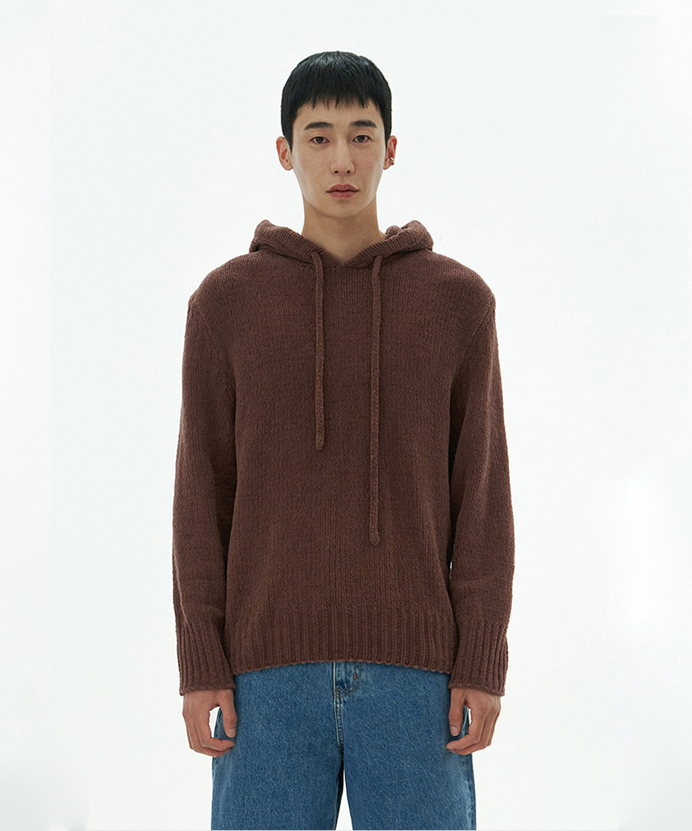 AMOMENTO아모멘토 VELVETY KNITTED HOODIE (2COLORS)