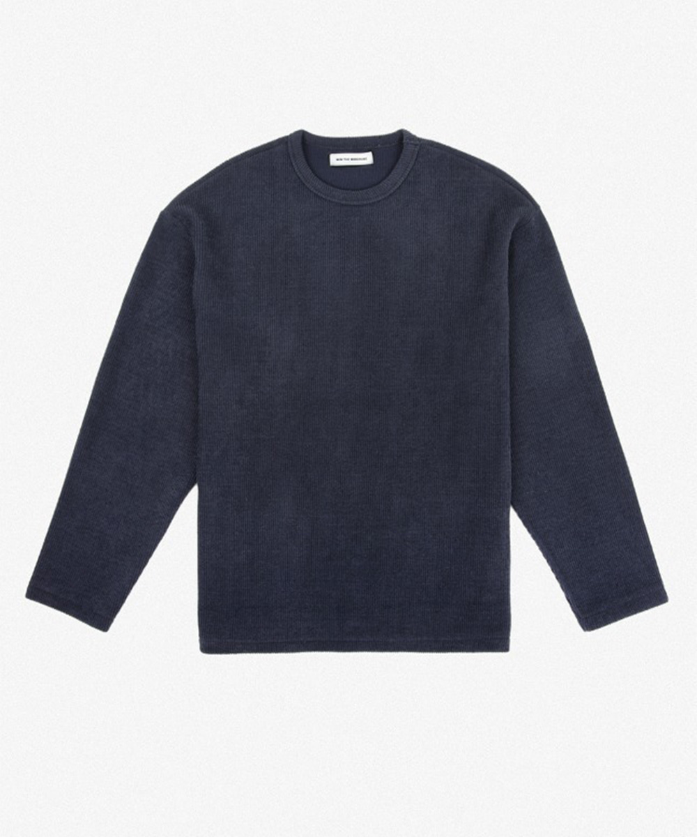 MIM THE WARDROBE밈더워드로브 KNITTED TEXTURE LONG SLEEVE_NAVY