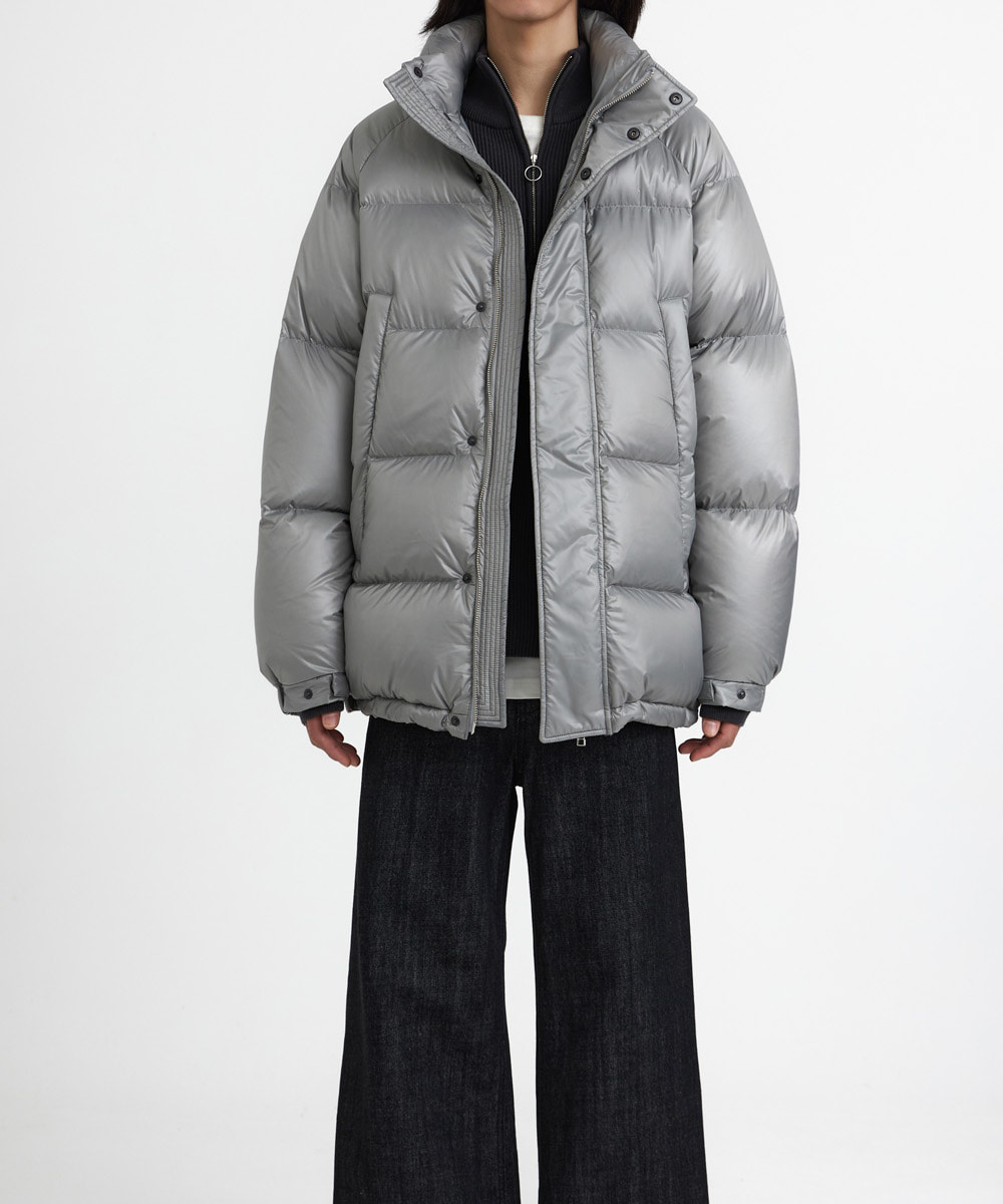 YOUTH유스 Oversized Puffer Down Jacket Grey Glossy