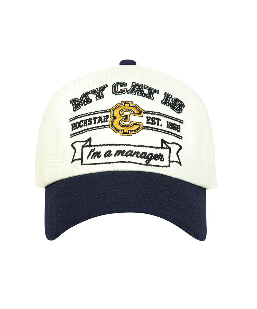 JOEGUSH조거쉬 My cat is Rockstar Baseball cap (Heritage ver.) (Ivory/Navy)