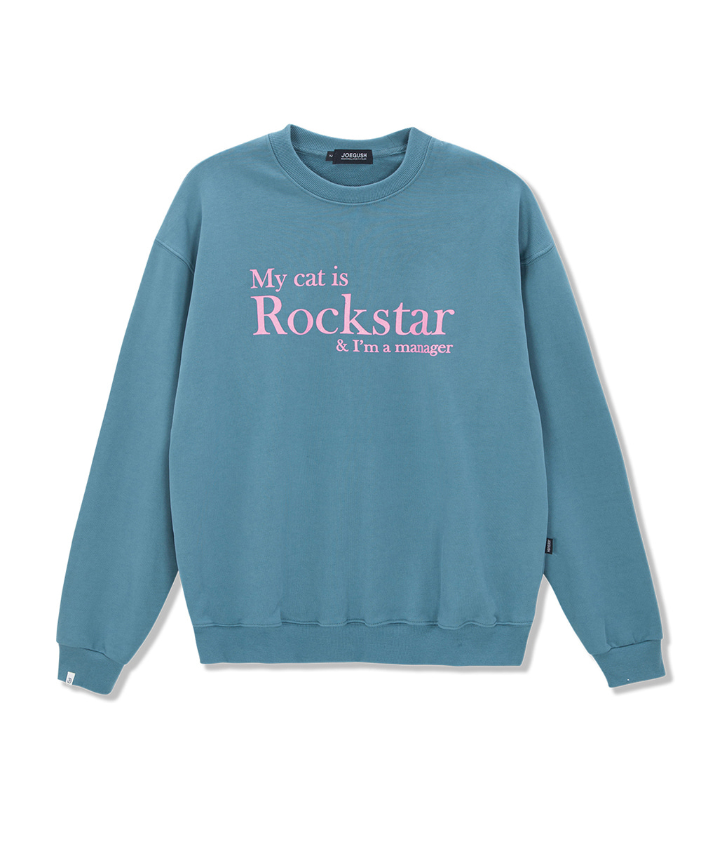 JOEGUSH조거쉬 My cat is Rockstar Sweatshirts (Serenity/Baby Pink)