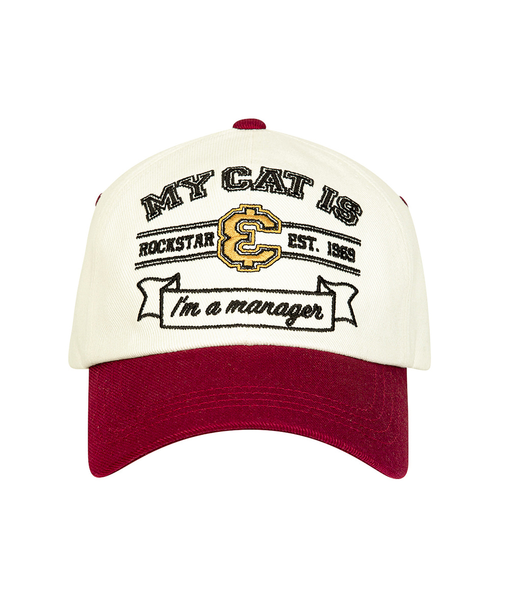 JOEGUSH조거쉬 My cat is Rockstar Baseball cap (Heritage ver.) (Ivory/Burgundy)