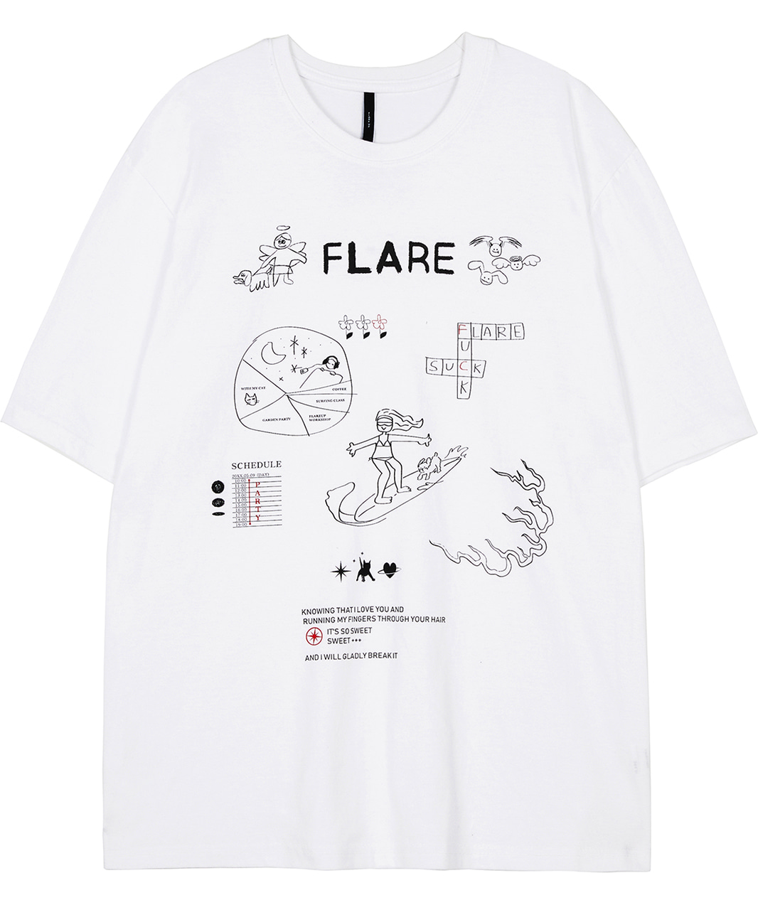 FLARE UP플레어업 Timetable Drawing Short Sleeve - White (FU-194)
