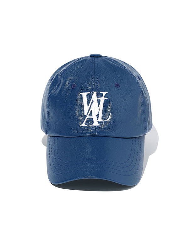 WOOALONG우알롱 Signature Logo ball cap - Leather BLUE