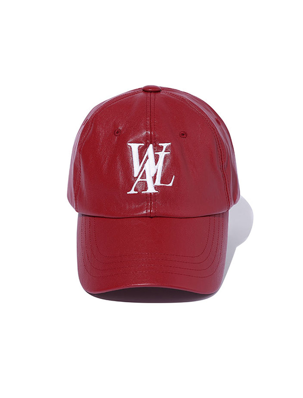 WOOALONG우알롱 Signature Logo ball cap - Leather RED