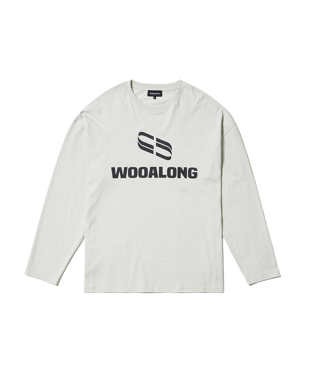 WOOALONG우알롱 Spin logo over fit long sleeve - LIGHT GREY